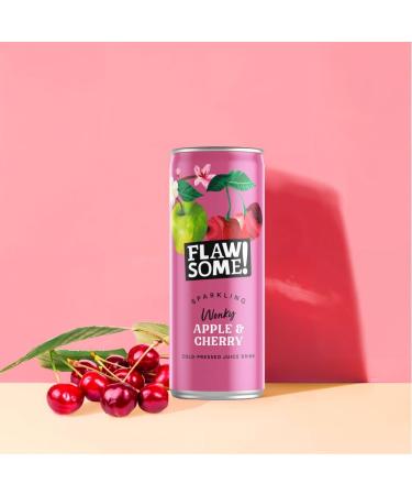  Flawsome Flawsome! Apple and Sour Cherry - Lightly Sparkling Juice - Sparkling Soda - Cold-Pressed Juice - No Added Sugar - No Sweeteners - Non-Concentrated Vegan Drink - 24 x 250 ml - Buy Online on GoSupps.com
