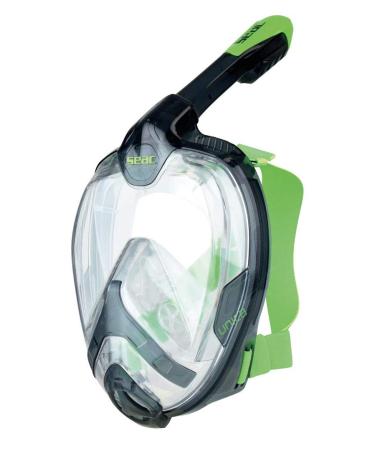 SEAC Unica + Bag, Full Face Snorkeling Mask BLACK/LIME S/M