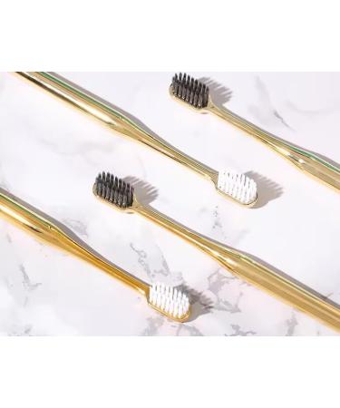 Luxury Soft Bristle Toothbrush for Sensitive Gums - Ergonomic Electroplated Handle Travel Toothbrush for Kids & Adults - Gold Teeth Care Solution - Buy Online on GoSupps.com