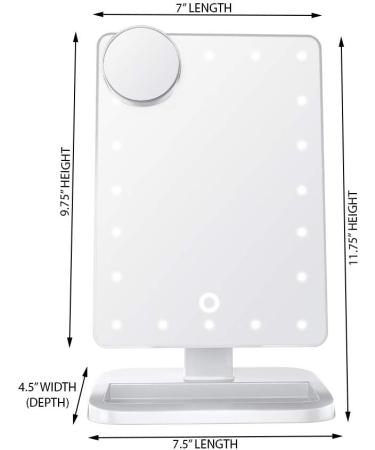 Impressions Touch XL Dimmable LED Makeup Mirror with Bluetooth and 5X Magnification (White) - Buy Online on GoSupps.com