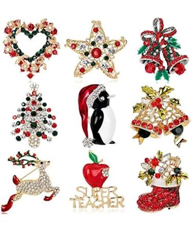 Pin Jewelry Gifts for Women Cute Inlaid Rhinestone Christmas Brooches for Women Creative Colorful Boots Snowman Pins Party Accessories Sweater Jewelry Brooches & Pins - Buy Online on GoSupps.com