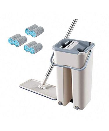 Mop Self-Cleaning Dual-Sided Bucket Mop: Effortlessly Tidy Wooden Floors with Magic! Vision Smooth Sailing