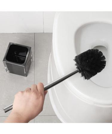Compact Size Toilet Bowl Brush and Holder with Stainless Steel Handle Small Size Resin Holder Space Saving for Storage - Buy Online on GoSupps.com