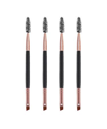Eyebrow Brush Angled Eyebrow Brush and Spoolie Brush Multifunction Makeup Tools Double Brush Mascara Brush and Eyebrow Comb 4 Pieces (Black)