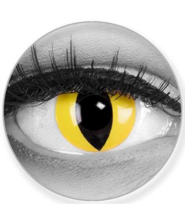 Funnylene colored contact lenses Cat Eye in yellow cat eye soft without strength 2 pack + free container - 12 monthly lenses - perfect for Halloween Carnival carnival or carnival