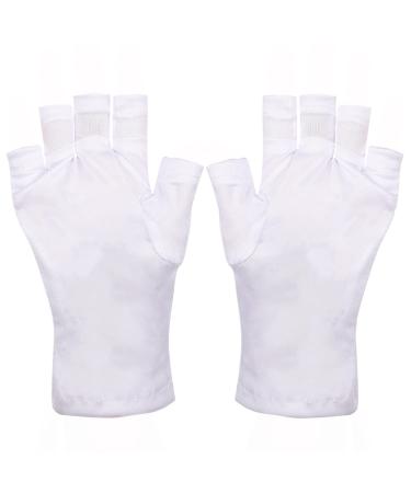 AOVNA 1 Pair Nail Gloves UV Protective Nail Gloves Fingerless Nail Gloves UV Shield Gloves for Nail Art Manicures (White) - Buy Online on GoSupps.com