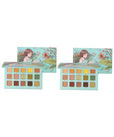 Healvian 2 Pcs Eyeshadow Powder Female Eyeshadow Cosmetic Pallet Portable Eyeshadow Compact Eyeshadow Palette 1 count (Pack of 1) Greenx2pcs