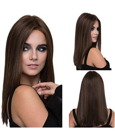 Charming Long Straight Wig for Women Daily Use Natural and Healthy 20 Inch Brown with Wig Cap