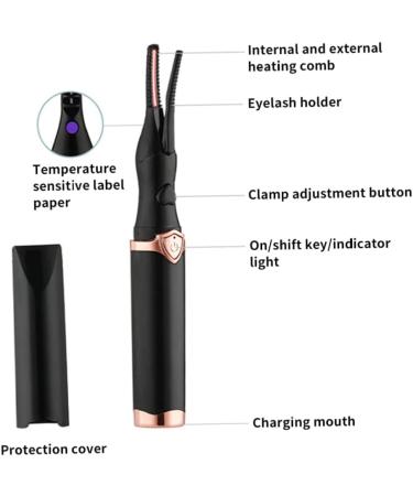 Heated Eyelash Curler Heated Eyelash Curler Electric Rechargeable Long Lasting Lash Curler for Makeup Black - Buy Online on GoSupps.com