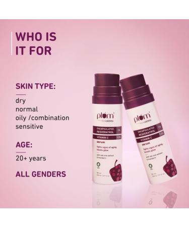 Plum 1% Resveratrol & 7.5% Vitamin C Face Serum | Anti-Aging Collagen Booster | Lightweight & Vegan | 50G - Buy Online on GoSupps.com