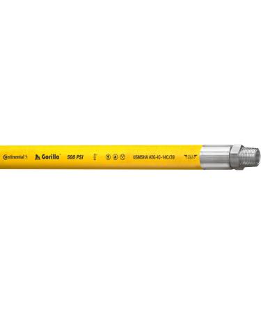 Continental Gorilla Yellow Nitrile Mulripurpose Hose, 1/4" ID x 50' Length Reel, 500 PSI Max Working Pressure, 1/4" NPT Male Couplings Connection, Model Number: 20132763