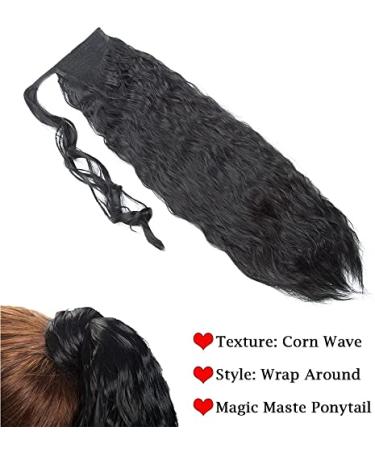 SEGO 66cm Clip-In Ponytail Extension - Wavy Curly Synthetic Hair in 1# Black - 110g Braid Corn Style - Buy Online on GoSupps.com