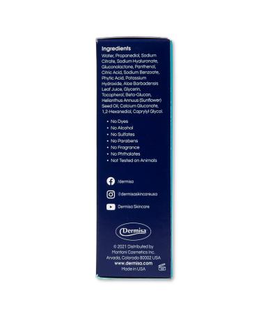 Dermisa Hyaluronic Acid Face Serum | 1% Pure Hyaluronic Acid Vitamin B5 & Beta-Glucan | Intense Moisturizer for All Skin Types | Paraben & Fragrance-Free - Buy Online on GoSupps.com