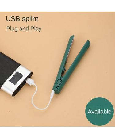 2 in 1 Dual-Purpose Hair Curler & Mini Hair Straightener - Portable USB Travel Curling Iron in Green - Buy Online on GoSupps.com
