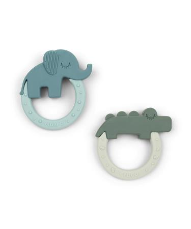 Done by Deer Teething Ring Set - 2 Silicone Deer Friends in Green/Blue | Eco-Friendly Baby Gifts | International Shipping - Buy Online on GoSupps.com