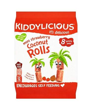 4x Kiddylicious Mini Strawberry Coconut Rolls 8 x 7g