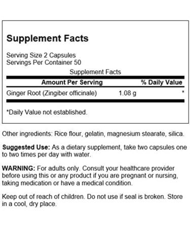 Swanson Ginger Root 540mg 100 Capsules - Natural Digestive Support - Buy Online on GoSupps.com
