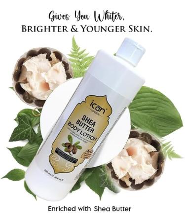 ican London Natural Shea Butter Body Lotion 24Hr Moisturising Effect 500ml - Buy Online on GoSupps.com