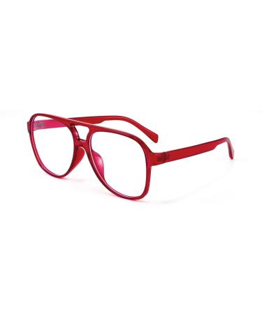 Feizedy retro 70s 80s blue light filter glasses Women without strength computer glasses men blue light blocking glasses pc gaming glasses B2888 red frame 60 millimeters