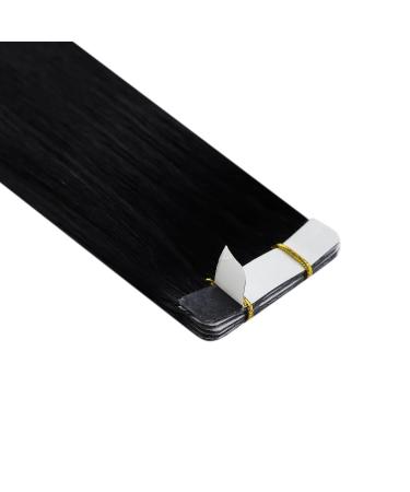 Youngsee Black Tape In Hair Extensions | 45cm Real Virgin Hair | Smooth Skin Weft | 5pcs 12.5g #1 - Buy Online on GoSupps.com