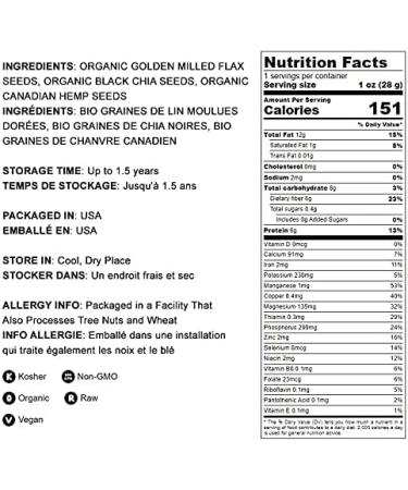 Organic Fiber-Rich Flax, Hemp, and Chia Seed Blend - 10 lbs | Non-GMO, Omega 3 & Bulk | Perfect for Smoothies, Salads, Oatmeal - Buy Online on GoSupps.com