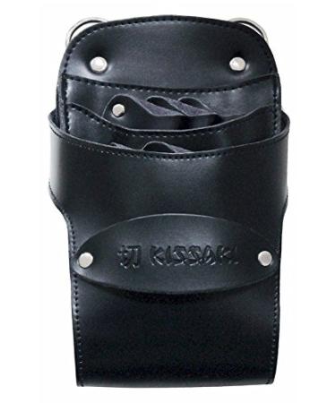 Kissaki Black Genuine Leather Hair Scissors Holster Hairstylists Cosmetologist Tool Pouch