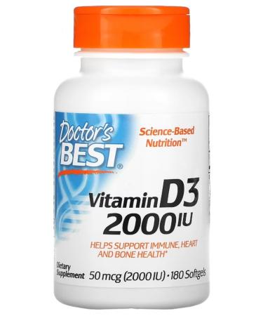 Doctor's Best - Vitamin D3 | Immune System Strengthening & Bone Health - 180 Softgels