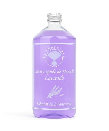 LE V RITABLE Le V ritable - Lavender Liquid Marseille Soap 1 Liter Family Size Natural Handmade & Vegan For Hands and Body Paraben-Free Sulfate-Free Sensitive Skin Made in France