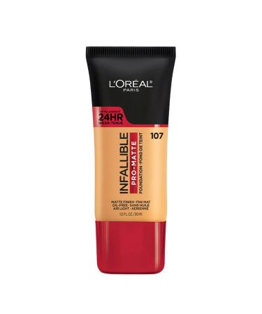 L'Oreal Infallible Pro-Matte Foundation 107 Fresh Beige 1 fl oz (30 ml)