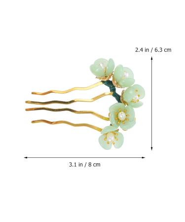 Lurrose Chinese Hair Sticks U-Shaped Jade Hair Rods & Classic Hemp Decorations | Traditional Flower Hair Sponge for Women & Girls - Buy Online on GoSupps.com