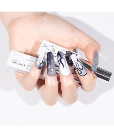 Supwee Reflective Glitter Liner Gel Polish Set - Silver & Black Disco Glitter for DIY Nail Art | Soak Off UV Gel 116 - Buy Online on GoSupps.com