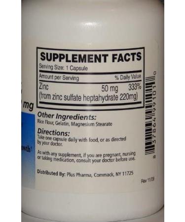 PlusPharma Zinc Sulfate 220mg Capsules - Supports Immune Health - Buy Online on GoSupps.com