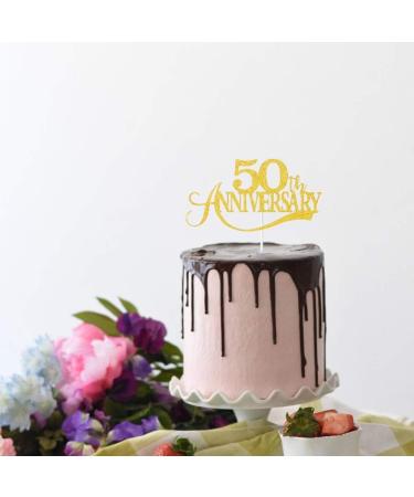 Tenhaisi Glittery Gold Happy 50th Anniversary Cake Topper Hello 50 Wedding Party Decorations Cheers to 50 Anniversary Birthday Party Supplies - Buy Online on GoSupps.com