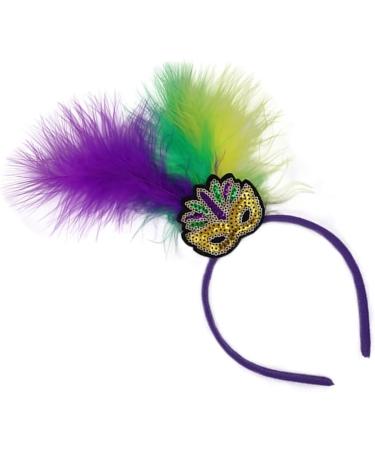 hgnxa Mardi Gras Headband for Woman with Sequins Feather Delicate Headbands Anti Slip Headbands Sweet Girls Prom Supplies Headband mask - Buy Online on GoSupps.com