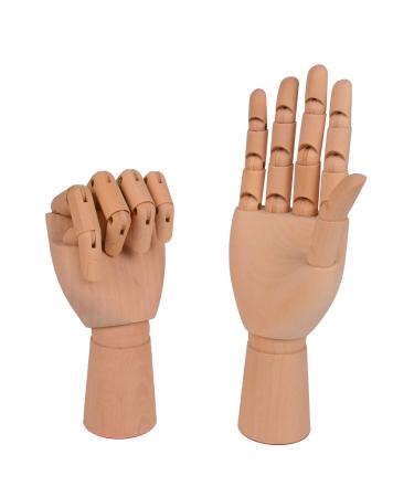 Baitaihem 2 Pack Wood Artist Drawing Hand Manikin Articulated Mannequin with Wooden Flexible Fingers 7 inch Left and Right Hand