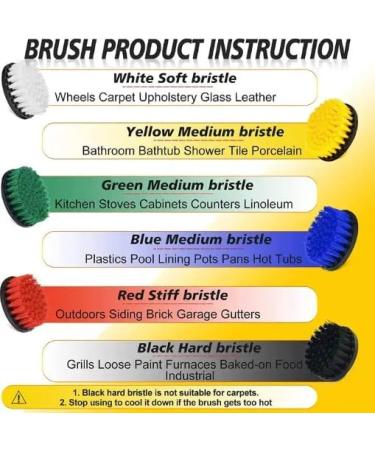 7-Piece Cleaning Brush ower Crevice Brush Kit Great for Car Carpet Floor Bathroom Toilet Kitchen Ceramic Surface. Green Blue White Black Yellow Grey Red. (Yellow) - Buy Online on GoSupps.com