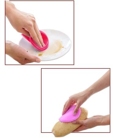 Silicone Kitchen Cleaner of Dish Washing Sponge Vegetable Scrubber Brush Non Stick Oil Sponge Very Practical and Popular Practical Design - Buy Online on GoSupps.com