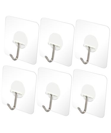 Generic 6pcs Transparent Sticky Hook Over The Door Hook Kitchen Hook Wall Mount Stainless Steel Wall-Mounted