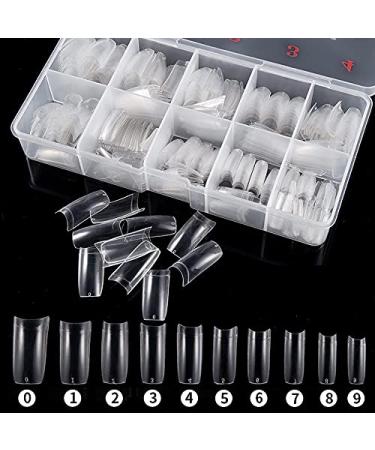 Nail tips 500 pieces acrylic artificial nail tip art transparent nail tips French fake nails boxed with nail studios for women girls