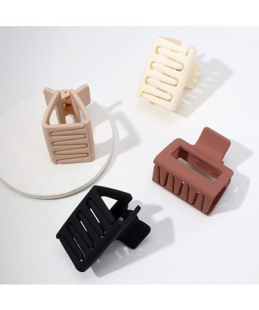 ATODEN 5 Pcs Square Hair Clips - Matte Claw Clips for Women Girls - Non-slip Strong Grip Hair Clamps - Hair Styling Accessories - White, Black, Khaki - Ideal for Thin and Medium Hair - Buy Online on GoSupps.com
