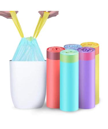 5 Rolls of Portable Trash Bags Thicken Bin Liners Drawstring Garbage Bags Household Trash Can Kitchen
