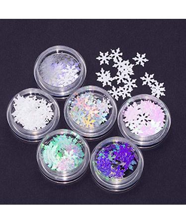 Artlalic 6 Box Winter Christmas Nail seeds sets laser mixed snow flakes diy dust nail art glitter polish slider tool 2018 decoration