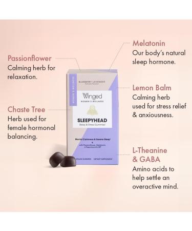Buy Winged Sleepyhead Gummies - Non-Habit Forming Natural Sleep Aid with Melatonin L-Theanine & More | 14 Count Blueberry Lavender Flavor | International Shipping Available - Buy Online on GoSupps.com
