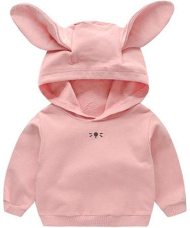 Kids Rabbit Ear Fleece Hoodie | Pink Toddler Hooded Sweatshirt 3-4T - Buy Online on GoSupps.com