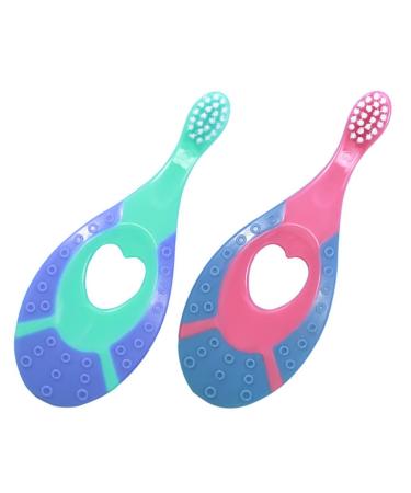 Toddler Playset Baby Toothbrush Oral Clean Brushes: 2pcs Silicone Infant Training Toothbrush Soft Oral Bristles Soft Biting Ring for Babies Toddlers Gums with Teething Handle Baby Toy