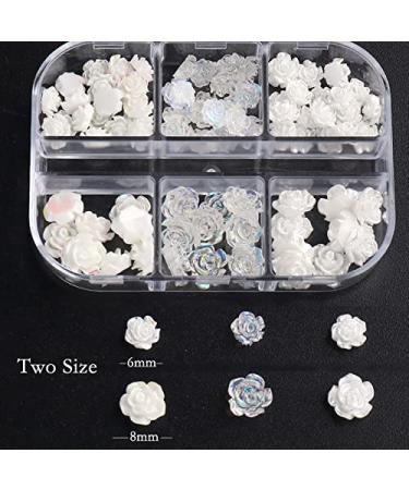 3D White Aurora Camellia Nail Charms - 90Pcs Elegant Wedding Nail Art Jewelry for DIY Decorations - Buy Online on GoSupps.com