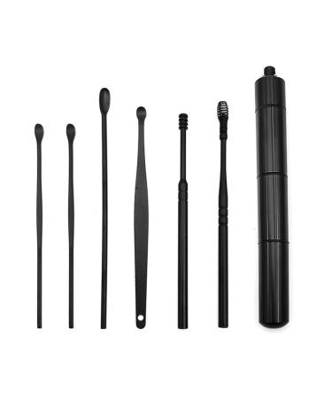 Nipogear 6pcs Stainless Steel Ear Tip Ear Scoop Ear Cleaning Tool Ear Wax Removal Kit Ear Cleaning Tool Set. (Black)