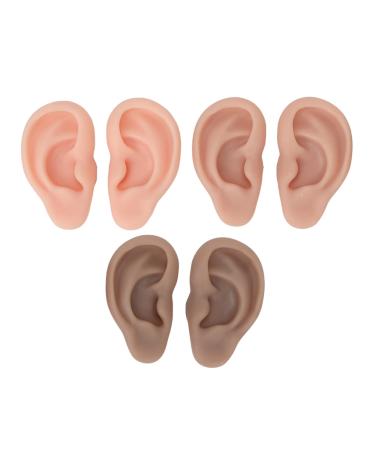 3 Pairs Silicone Ear Models Left and Right Soft Fake Ears Reusable Silicone Body Parts for Piercing Practice