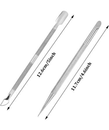 2 Piece Set Professional Stainless Steel Dual Head Cuticle Pusher Non Slip Double Ended Nail Art Cuticle Remove Professional Nail Cuticle Pusher Nail Art Tools Scraper and Cleaner for Salon and Home - Buy Online on GoSupps.com