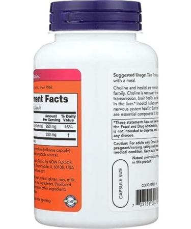Now Choline/Inositol 500mg 100cap ( Packaging May Vary ) - Buy Online on GoSupps.com